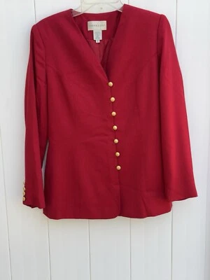 Traje Falda Paradox Mujer Talla 8 Dos Piezas Rojo Con Botones Dorados Foto 1 de 4