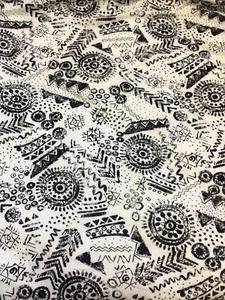 Vintage Cotton Print Abstract Geometric Overall Black on White 3 yrds x 45" Wide - Picture 1 of 7