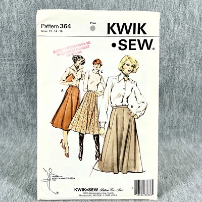 Kwik Sew 364 Flared Gored Skirt Misses Size 12 16 Vintage Sewing Pattern - Image 1 of 4