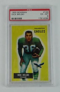 Dick Bielski 1955 Bowman Slabbed Football Card #149 Eagles PSA DNA COA