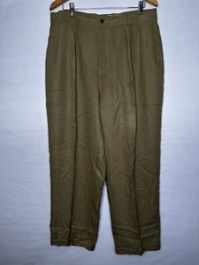 TOMMY BAHAMA Para hombres 35 100% SEDA Caqui Pantalones Rectos Plisados Informales Vestido Relajante - Imagen 1 de 8