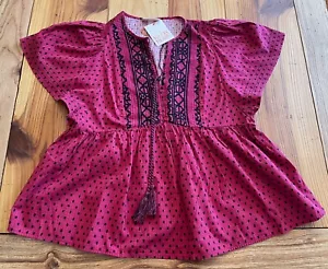 NEW NWT Women's Flutter Short Sleeve Top - Knox Rose Magenta Polka Dots M Peplum - Picture 1 of 8