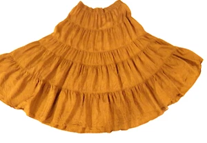 vintage size 18 W XL Carol Little gold copper tiered SILK gypsy maxi full SKIRT - Picture 1 of 8