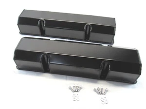 Small Block Chevy 350 Fabricated Tall Valve Cover Black Anodized E41304BK - Picture 1 of 3