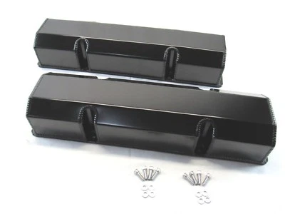 Small Block Chevy 350 Fabricated Tall Valve Cover Black Anodized E41304BK - Image 1 of 3
