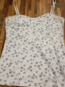 Talula Aritzia floral blanc coton bleu coton bustier débardeur moyen M cami extensible - Photo 1/4