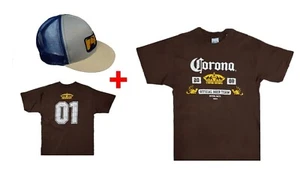 Corona Extra Beer Football Team T shirt + Monster Children Cap Unisex - L BNWOT