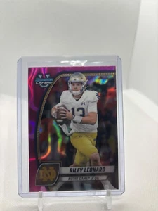 2024 Bowman University Chrome Riley Leonard Pink Lava Refractor Notre Dame #154 - Picture 1 of 2