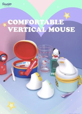 SANRIO HELLO KITTY & POCHACCO Comfortable Vertical Mouse+Pouch Wireless/Sirent - Image 1 of 4