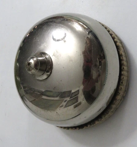 Vintage brass door bell cast iron base Works no handle Cover