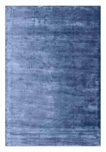 Blue Solid Hand Loom Rugs Luxurious Viscose Carpet, Hand-Woven Carpet 12 mm - Picture 1 of 2