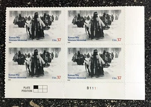 2003USA #3803 37c Korean War Veterans Memorial - Plate Block of 4  mint - Picture 1 of 2