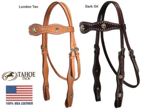 Tahoe Caballero Headstall with Stars and Spots Opulent Leather - Picture 1 of 2