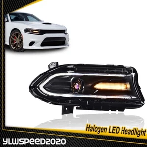 Passenger Side Fits 2015-22 Dodge Charger Halogen W/LED DRL Projector Headlight - Picture 1 of 10