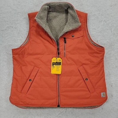 Carhartt Sherpa Lined Vest Womens Sz XL Midweight Orange Relaxed Rain Defender - Image 1 of 4