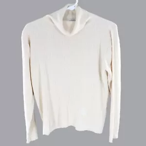Lord & Taylor Silk Sweater Womens L Cream Elevated Basic Quiet Luxury Old Money - Picture 1 of 13