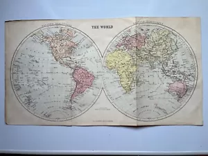 Antike Weltkarte in Halbkugeln 1876 Chambers's Encyclopedia - Bild 1 von 9