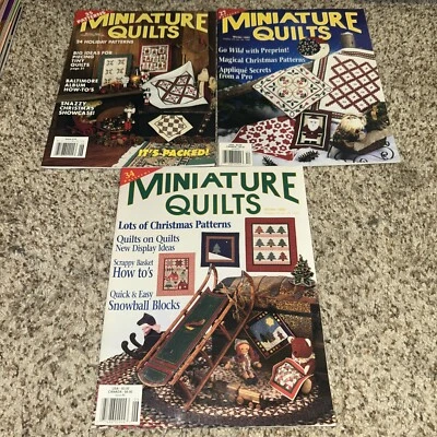 Vintage Lot Of 3 Miniature Quilts Magazines Winter 1992-94 OOP 96 Patterns RARE - Image 1 of 4