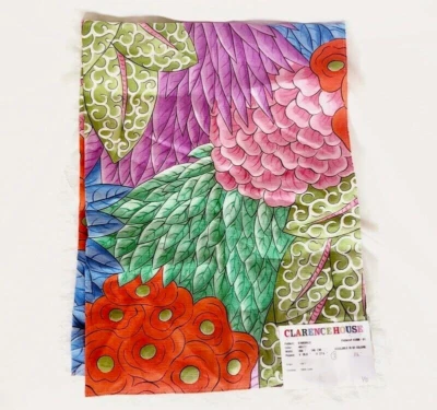 Clarence House Kinabalu Remnant Piece 26"x34" Floral Linen Tropical Botanical - Image 1 of 4