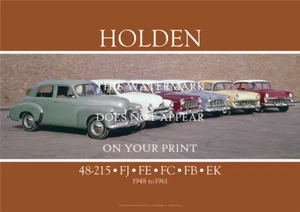Holden Line Up 1948 to 1961 Art Print – The First Six Holdens – 3 sizes Poster - Picture 1 of 4