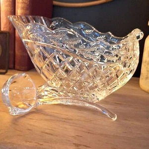 Waterford Marquis Holiday Sleigh Lead Crystal Bowl W/Glass Ladle No Box - Picture 1 of 11