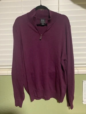 Jos A Bank Sweater 100% Pima Cotton Mens XL 1/4 Quarter Zip Long Sleeve Burgundy - Изображение 1 из 3