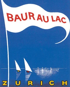 POSTER BAUR AU LAC LAKE ZURICH SWITZERLAND SAILING VINTAGE REPRO FREE S/H - Picture 1 of 1