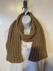 Winter langer Schal Handarbeit gehäkelt T Herren Damen Unisex weich taupe USA - Bild 1 von 4