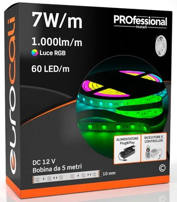 1X Striscia LED Multicolore RGB 300 LED 35W 60 Led/Metro Bobina Da 5Mt IP20 Da I - Immagine 1 di 4