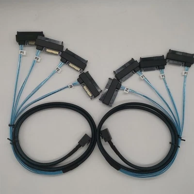 2*Mini SAS HDD SFF-8643 to 4 SFF-8482 Connector with Power Port Hard Drive 1M US - Image 1 of 4