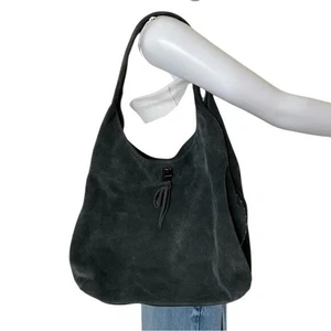 Bolso de Hombro Rebecca Minkoff Darren Signature Gris Gamuza Cuero Hobo - Imagen 1 de 11