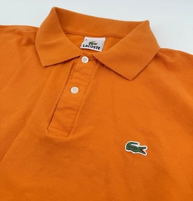 Lacoste Solid Orange Mens Short Sleeve Polo Shirt Size 6 - Image 1 of 4
