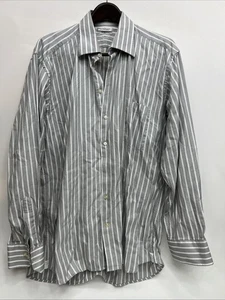 Jack Lipson Signature Mens Gray Striped Long Sleeve Button Down Shirt- Size Lg - Picture 1 of 6