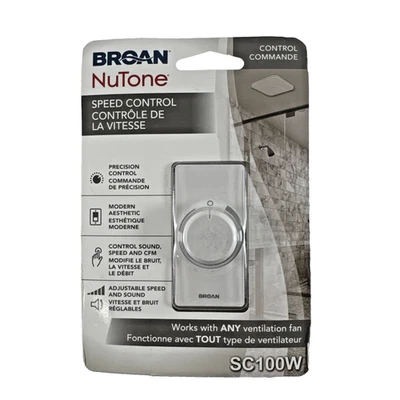 NUEVO Ventilador de ventilación de escape Broan/NuTone BLANCO esfera de control de velocidad ajustable #SC100W Foto 1 de 4