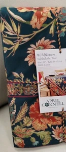 Mantel April Cornell TEAL WILDFLOWERS Verano Otoño Acción de Gracias 120" NUEVO - Imagen 1 de 3