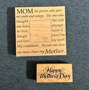 Rubber Stampede Mother Frame Wood Mounted Stamp Mom 4" x 4" A1875G Plus 1 More - Picture 1 of 5