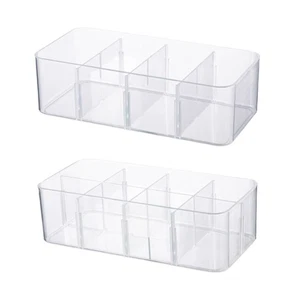 Acrylic Underwear Drawer Organizer Box 4/8 Grids Compartment Divided Storage Bin - Picture 1 of 10
