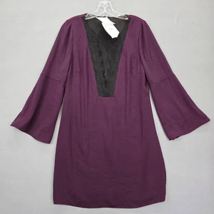Kenneth Cole Bloomindales Purple Dress Mini Shift 3/4 Sleeves NEW $179 Womens M - Picture 1 of 17