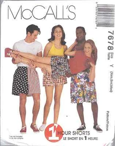 7678 UNCUT McCalls SEWING Pattern Pull on shorts Mens Womens 1 Hour Easy Casual - Picture 1 of 2