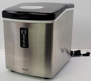 *L) Newair AI-100SS 28lb Countertop Portable Stainless Steel and Black Ice Maker - Picture 1 of 14