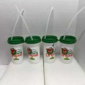 Sesame Place “A Very Furry Christmas” Child Mugs with Straw. Set Of Four - Picture 1 of 6