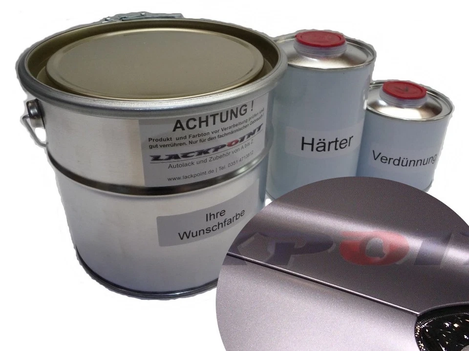 1,75 Liter Set 2K Autolack Diamond Silver Metallic Matt kein Klarlack Trend ! - Bild 1 von 1