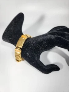 Gold Tone Link Bracelet With Orange And Peach Enamel Accents - Picture 1 of 6