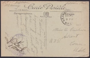 F-EX39214 FRANCIA CARTOLINA NANCY 1918 WWI ESERCITO AMERICANO SOLDATO LETTERA CENSURA. - Foto 1 di 2