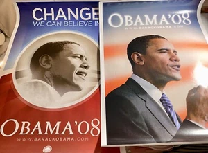 Dos carteles oficiales de campaña presidencial de Barack Obama 2008 24x36 - Imagen 1 de 10