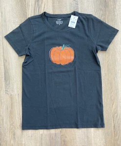 J. Camiseta de coleccionista ""Glitter Pumpkin"" para mujer Crew Factory - negra - nueva con etiquetas - Imagen 1 de 5