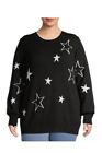 Terra And Sky Black Star Long Sleeve Crewneck Sweater Size 1X 16W 18W Nwt