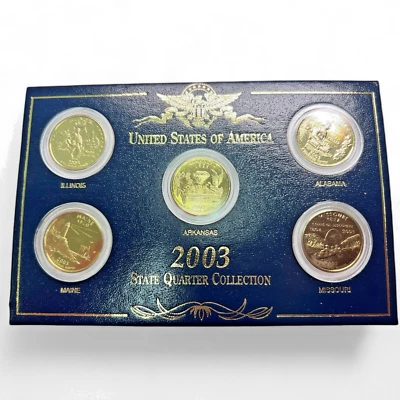 2003 United States | State Quarter Collection "24 KT Gold Plated" Set of 5 - Image 1 of 4