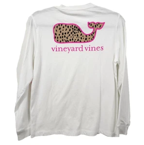Vineyard Vines Girls' Gabby Leopard Print Whale Long-Sleeve Pocket Tee Size L - Picture 1 of 16