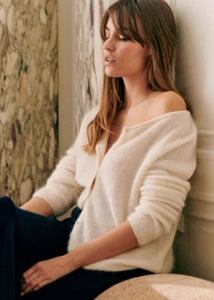Sezane Damen Strickjacke Gaspard Ecru Mohair Größe XS - Bild 1 von 7